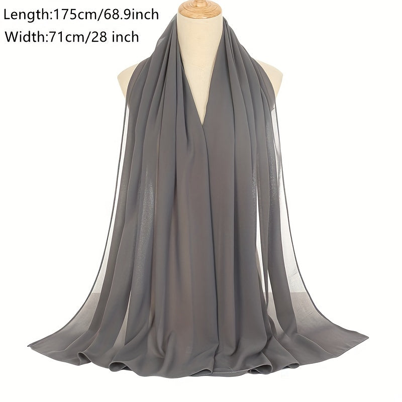 Black and White Chiffon Hijab Lightweight Breathable Headscarf for Women