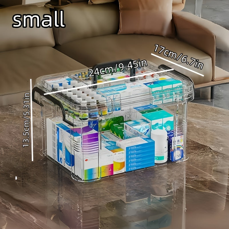 Toza suv o'tkazmaydigan plastmassa saqlash qutisi kvadrat klip bilan yopiladigan qopqoq bilan uy xo'jaligi uchun dorilarni tashkil etish