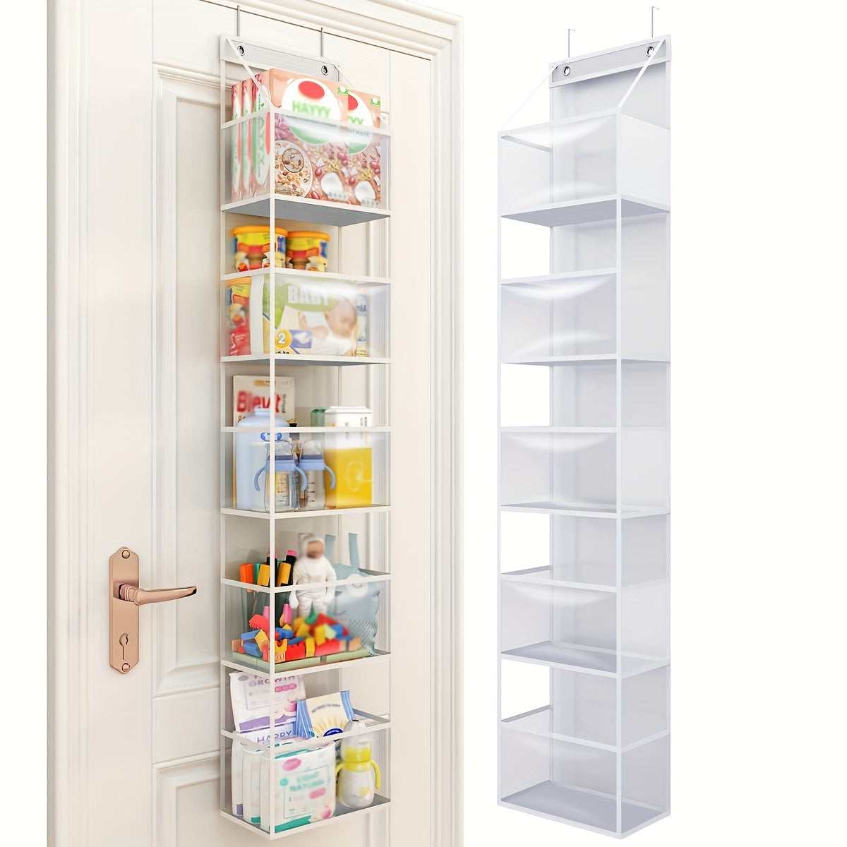 6-Tier Over-the-Door Fabric Storage Organizer for Kids' Room Diapers Toys