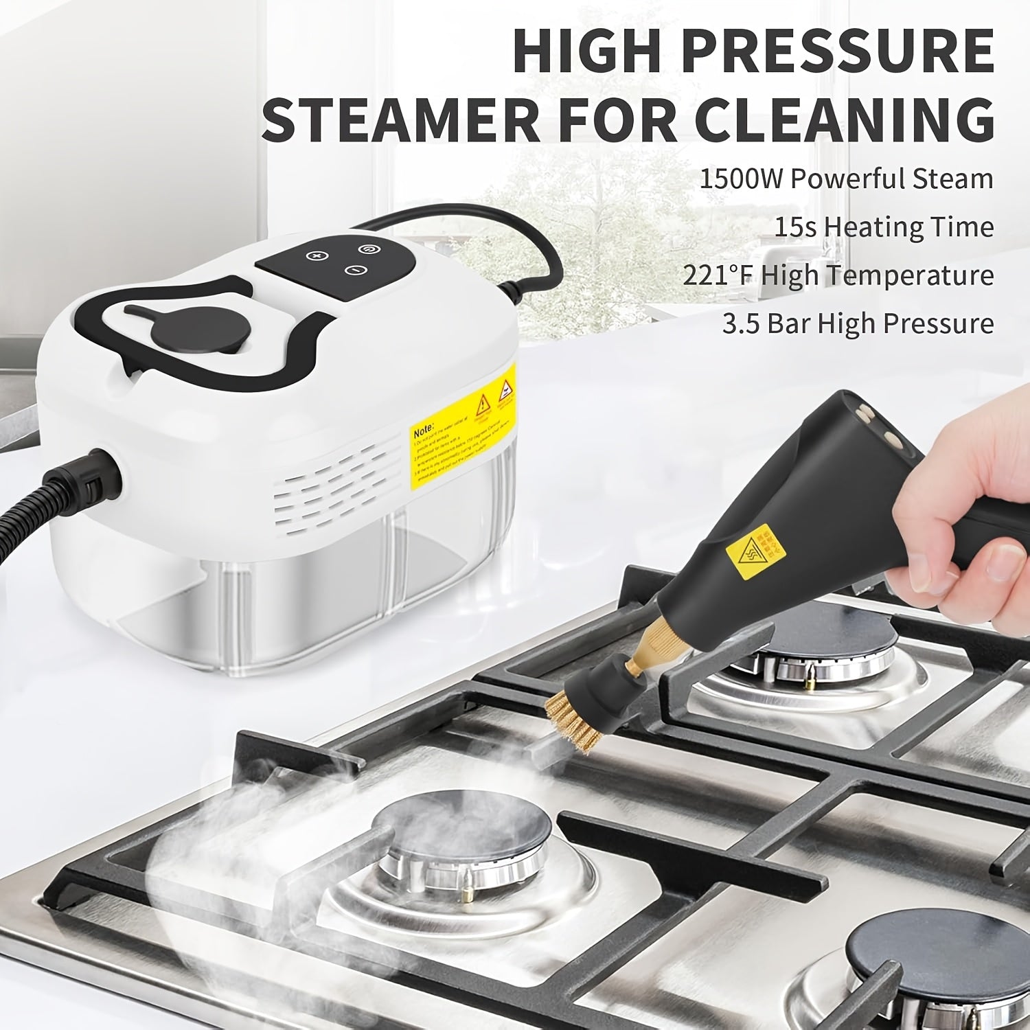 1200ml Steam Cleaner with 1500W High-Temperature Steam Pressure for Kitchen and Bathroom Cleaning