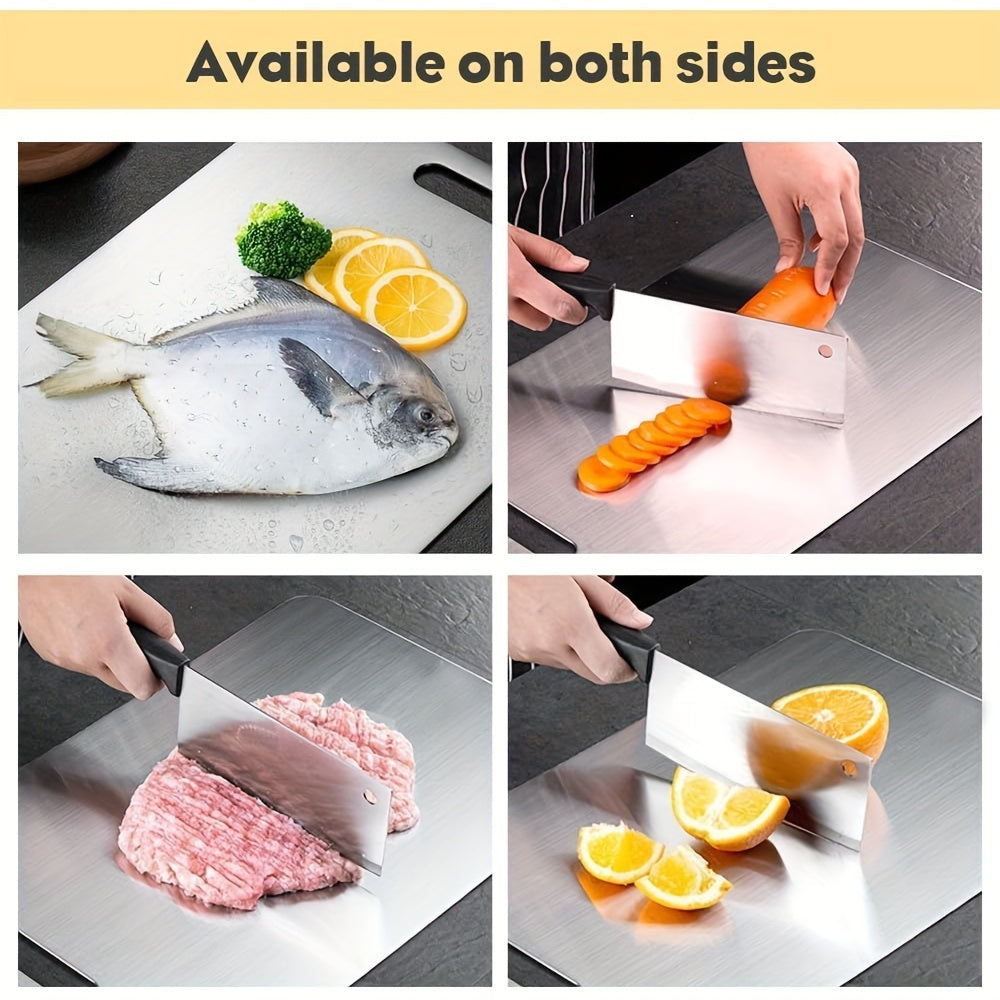 Set of 3 Stainless Steel Cutting Boards Non-Slip Double-Sided Kitchen Mats