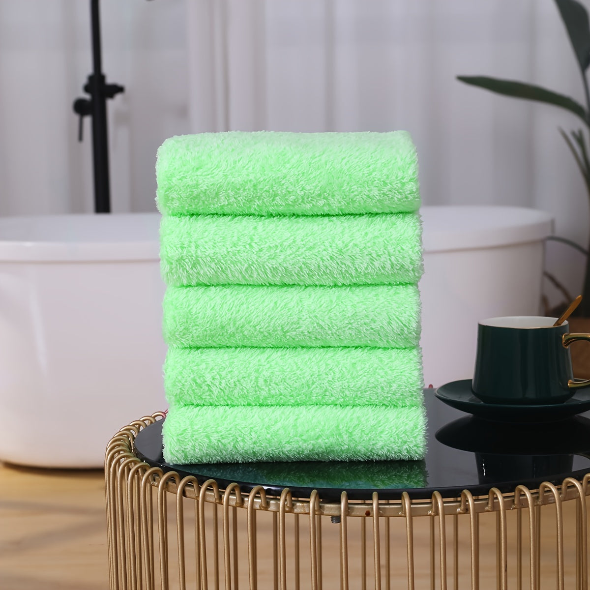 Set of 5 Soft Polyester Hand Towels Quick-Drying Absorbent for Bathroom Spa