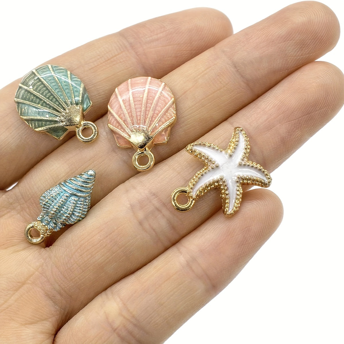 Set of 30 Ocean Sea Life Charms for DIY Jewelry Conch Starfish Seashell Alloy Enamel Pendants