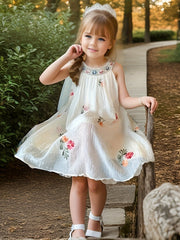 Girls Summer Floral Sleeveless Dress for Girls Casual Party and Daily Wear