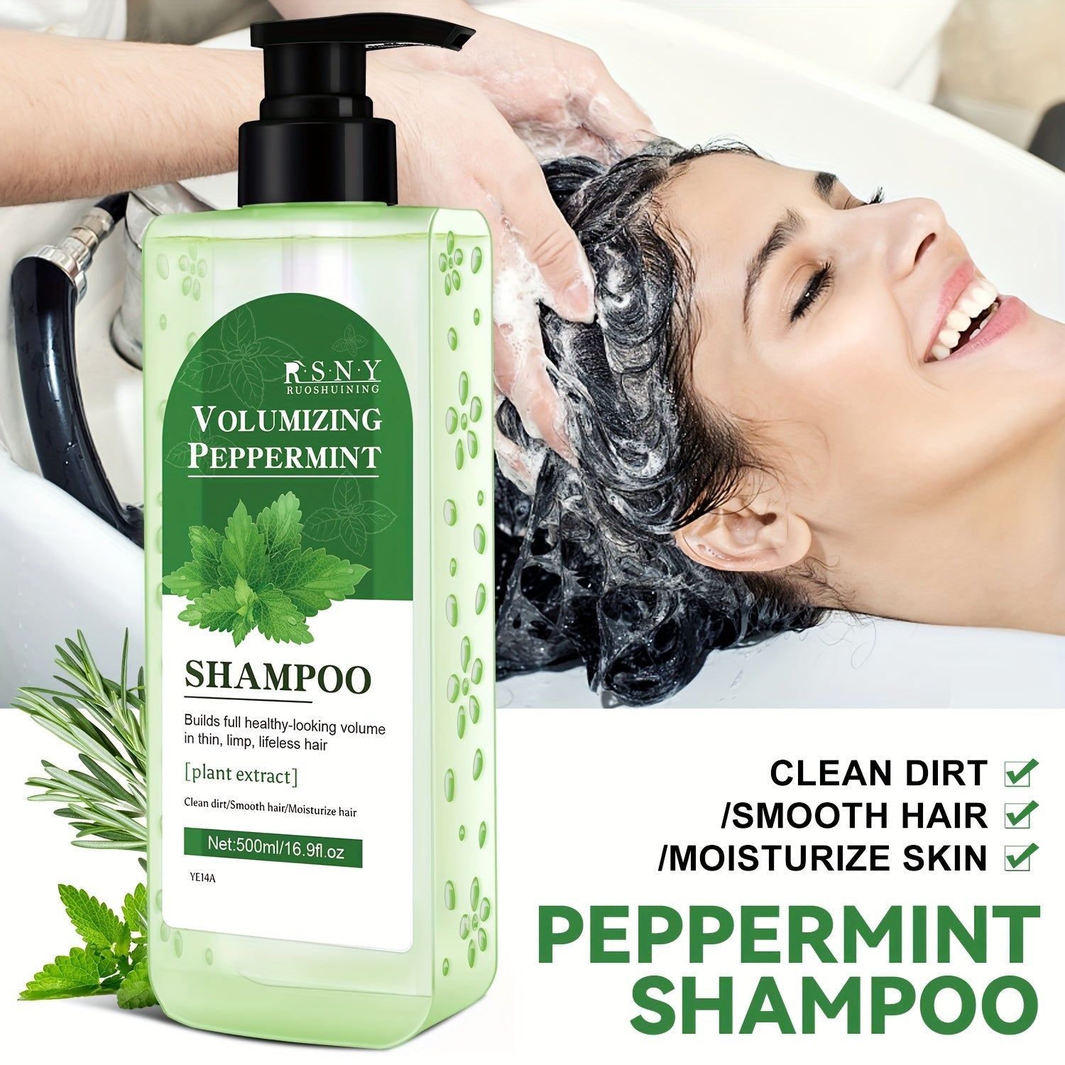 Unisex Peppermint Volumizing Shampoo with Biotin and Squalane 500ml