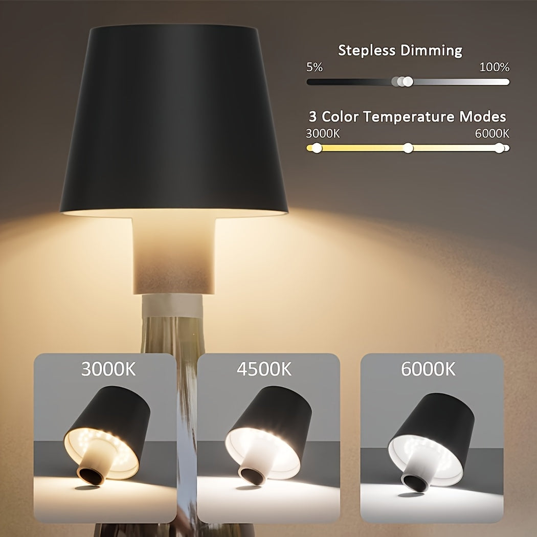 Portable Dimmable LED Bottle Lamp with Touch Control and USB Rechargeable for Home and Office
