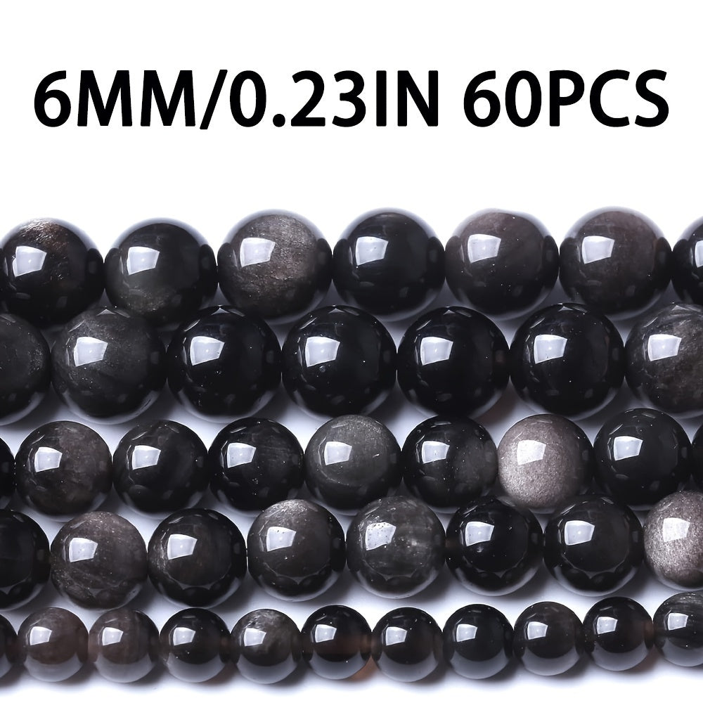 Golden Obsidian Beads Set 8mm Natural Stone Jewelry Making 46 Pieces