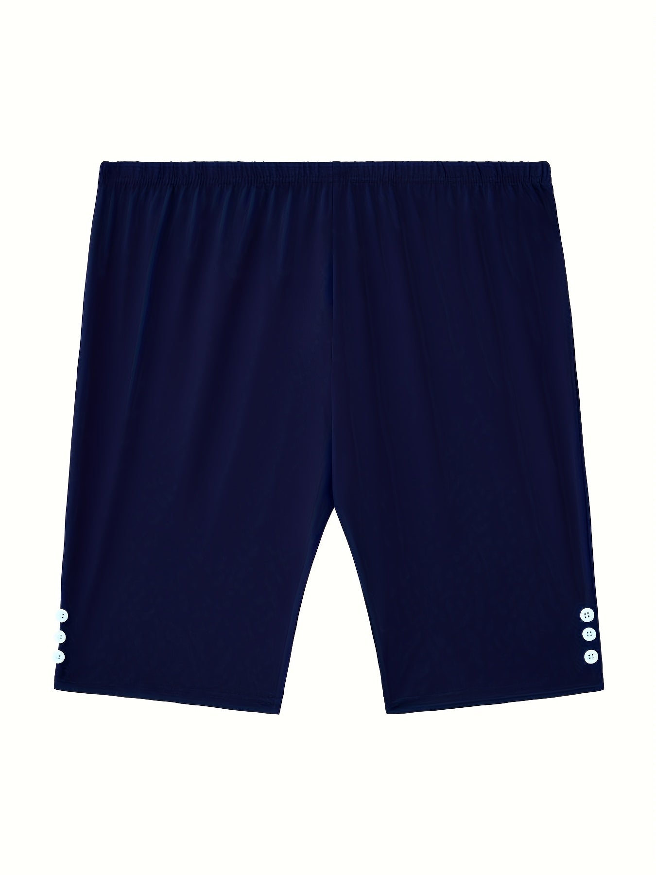 Women’s Plus Size Summer Bermuda Shorts Stretchy High-Waisted Casual Solid Color