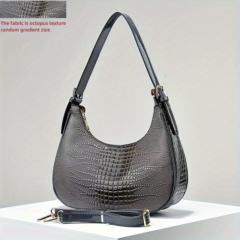 Women's Crossbody Bag with Crocodile Pattern Embossed PU Leather
