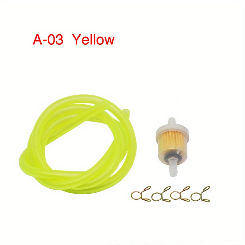 Motorcycle Gas Fuel Filter Petrol Pipe Hose Line 6mm with 4 Clips