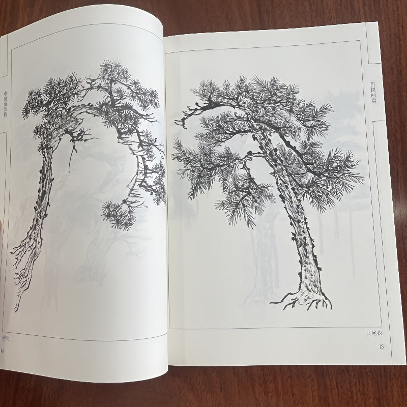 Chinese Ink Drawing Book of 100 Tree Line Art for Children Paperback