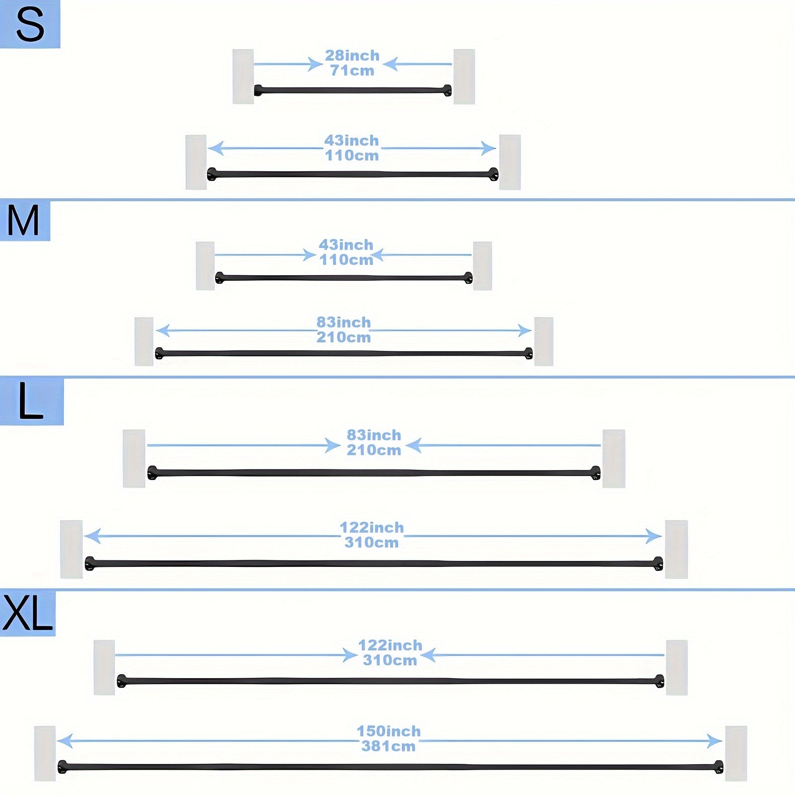 Adjustable Bathroom Partition Spring Rod Black White Brown No Drill Room Divider Shower Curtain