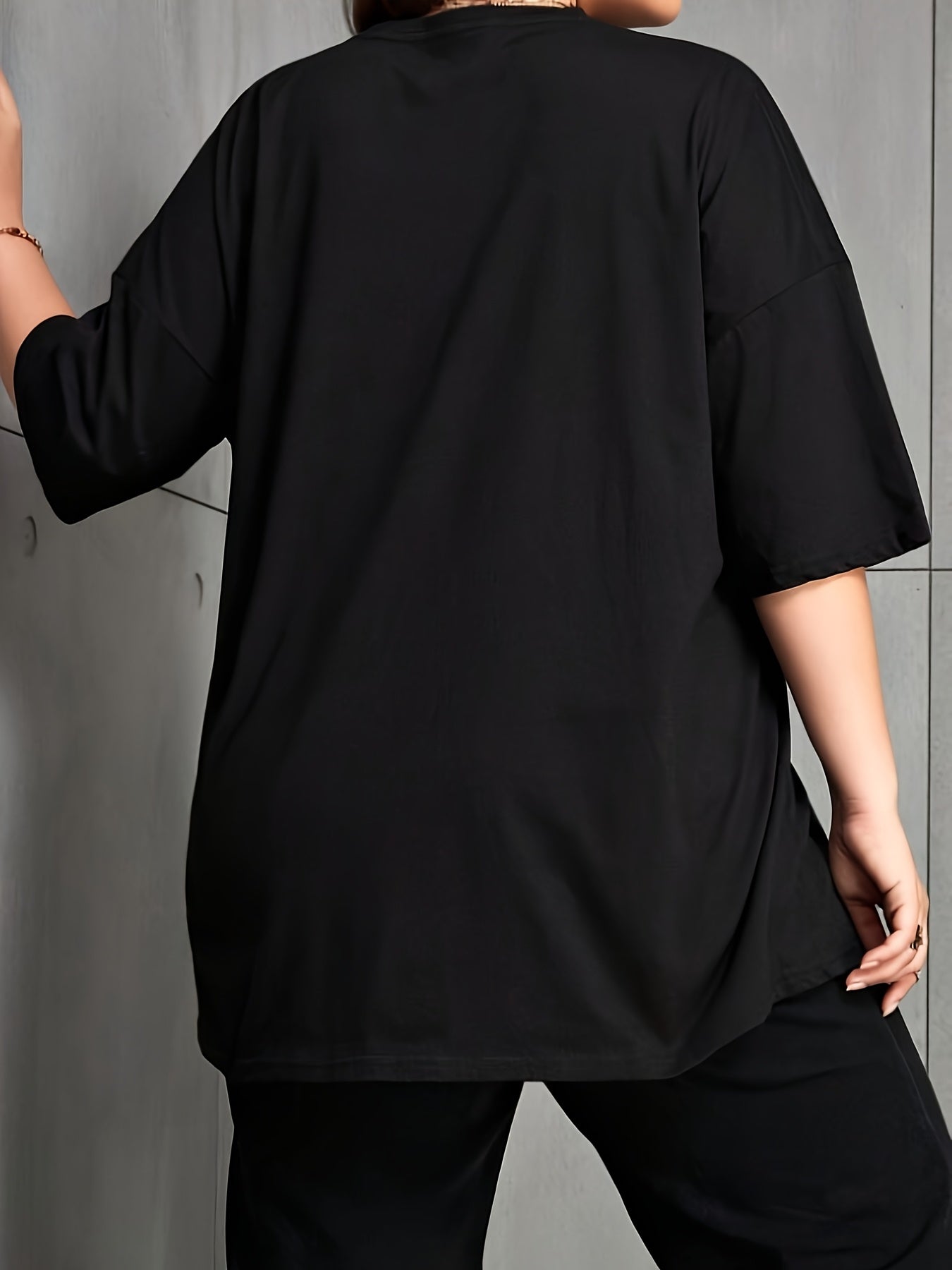 Plus Size Women's Short Sleeve T-Shirt Polyester Knit Casual All Seasons