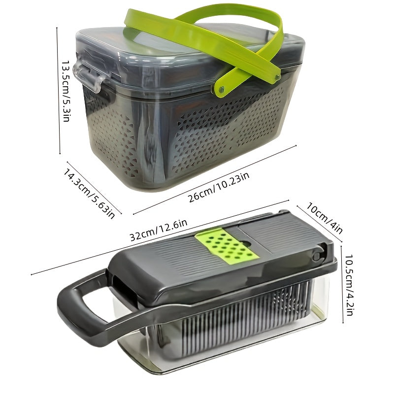 Multi-Function Vegetable Chopper and Slicer Kit with 8 Stainless Steel Blades and Food-Safe Storage Container