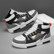 Men's High-Top Skate Sneakers Color Block Thick Sole Casual Lace-Up Outdoor Shoes