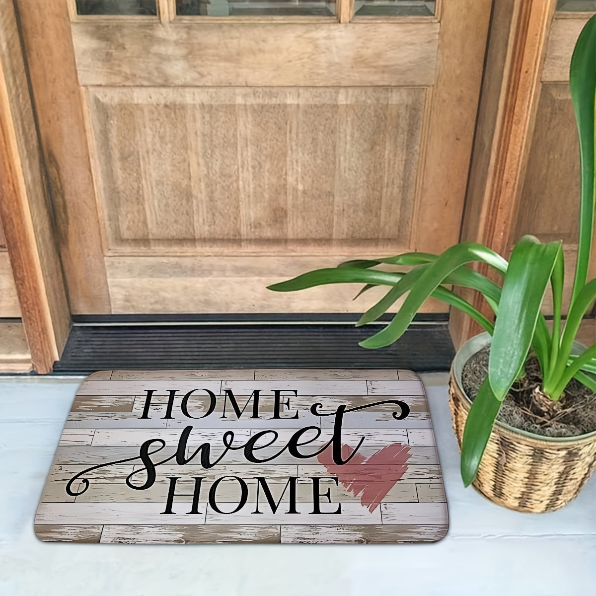 Wood Grain Farm Love Home Door Mat Non-slip Soft Thickened Foam Carpet Indoor Bathroom Entrance