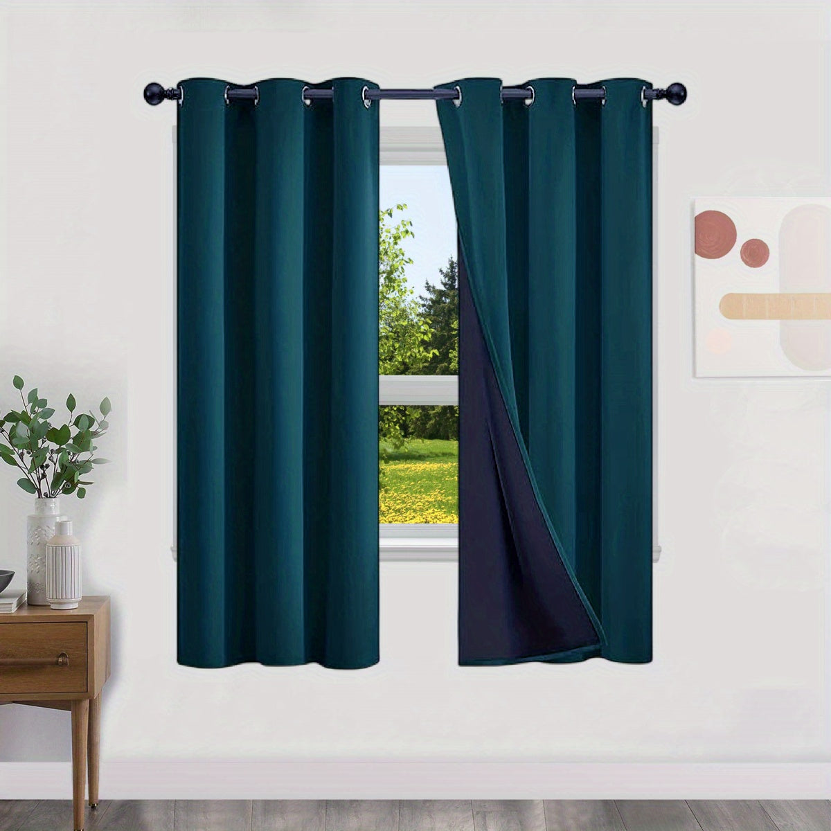 Blackout Curtains 100% Opaque with Lining 2 Pieces for Bedroom Living Room