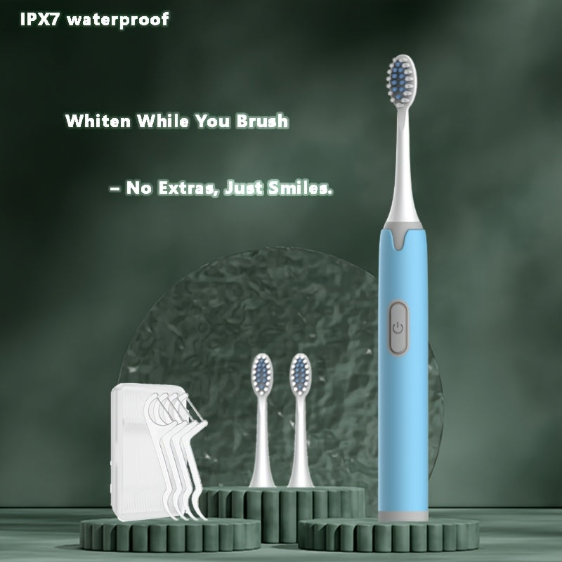 Electric Toothbrush With Soft Replaceable Heads Waterproof USB Rechargeable For Sensitive Gums