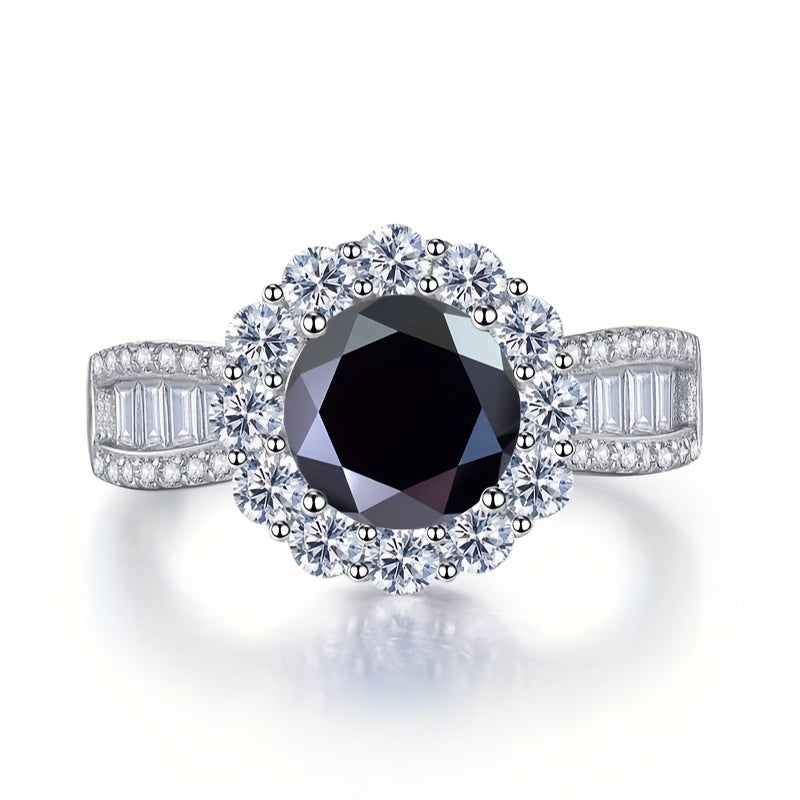 Sterling Silver 8mm Blue Moissanite Engagement Ring for Weddings and Gifts