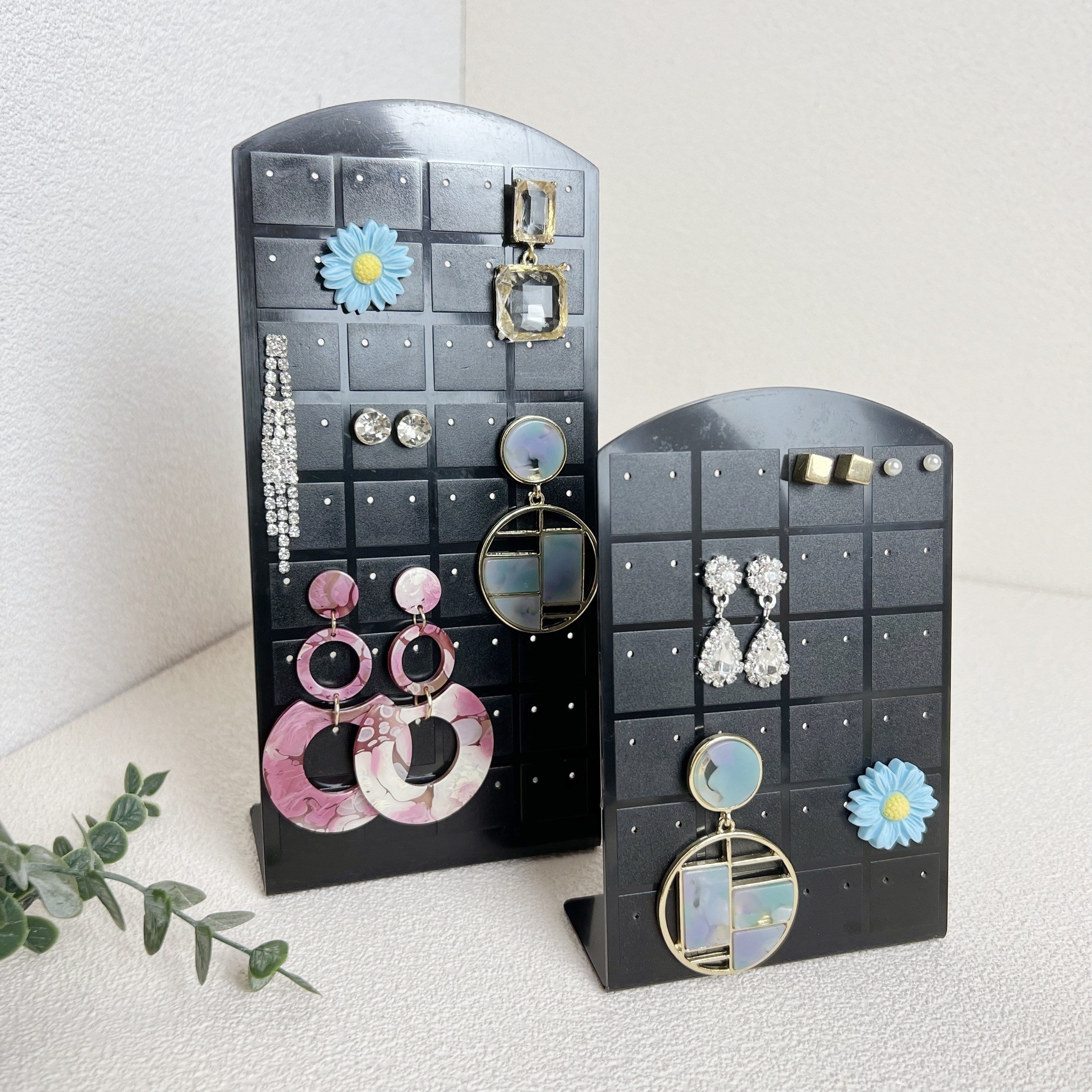 Acrylic Jewelry Display Stand with 72 and 48 Holes for Earrings Black and White