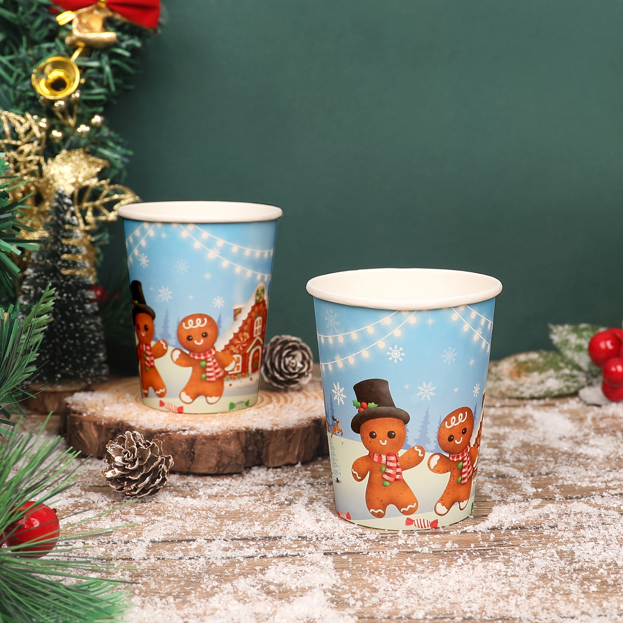 Yashash uchun qog'oz stakanlar Rojdestvo Zanjabil pechene grafikasi BPA-bepul Mikrotolqinli pechka xavfsiz Sovuq ichimliklar Bayram partiyasi uchun ta'minotlar