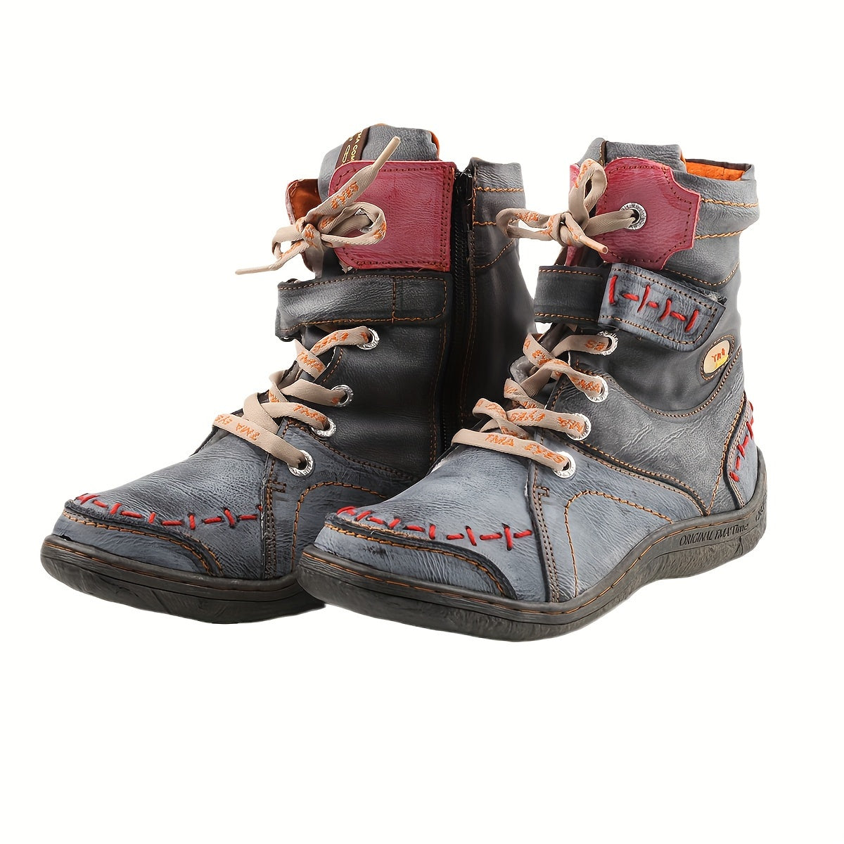 Women's Fleece-Lined Winter Ankle Boots with Lace-Up Flat Heel