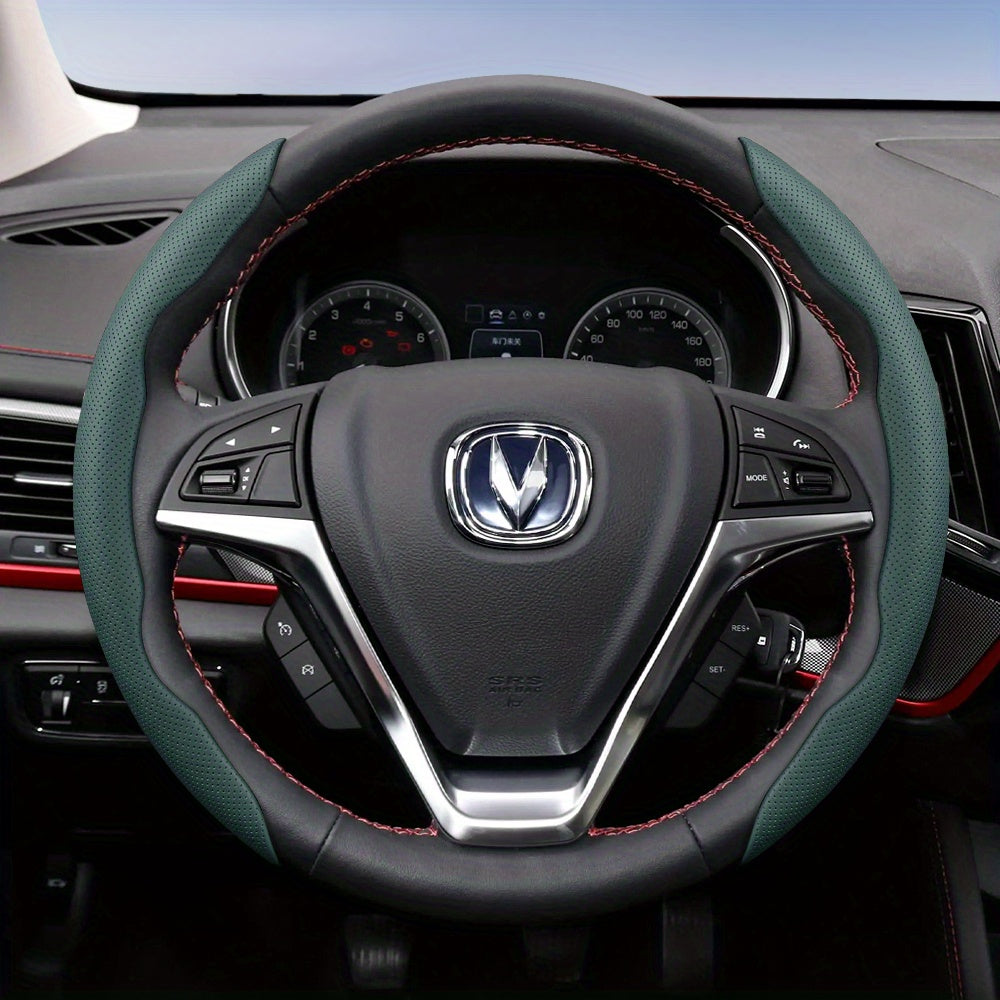 Universal Breathable Faux Leather Steering Wheel Cover Non-Slip Durable For All Seasons