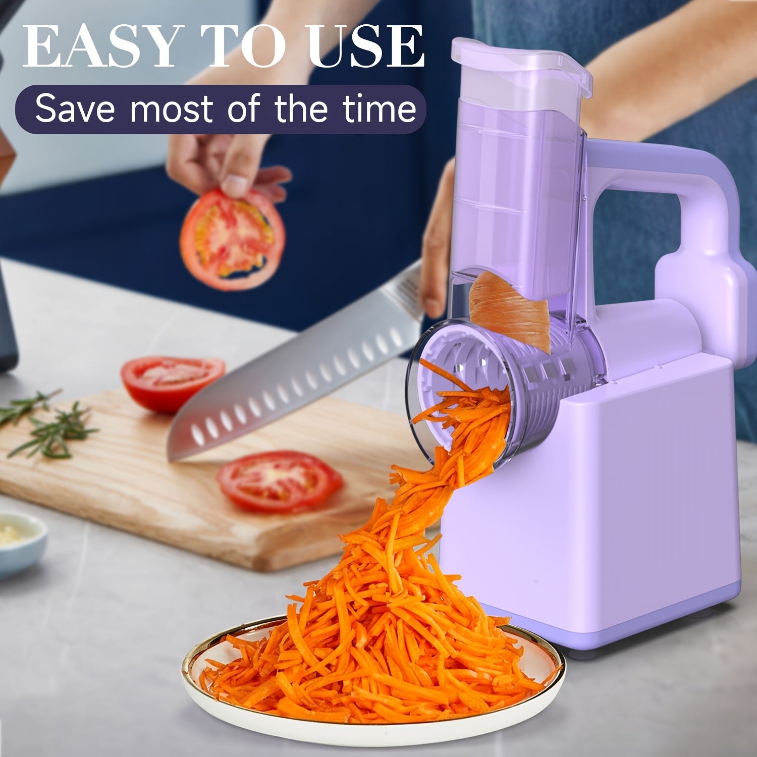 Vegetable Chopper with 3 Blades USB Rechargeable for Kitchen Camping Home