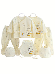 Kids Cotton Cartoon Chick and Eggs 7-Piece Outfit Set for Boys and Girls