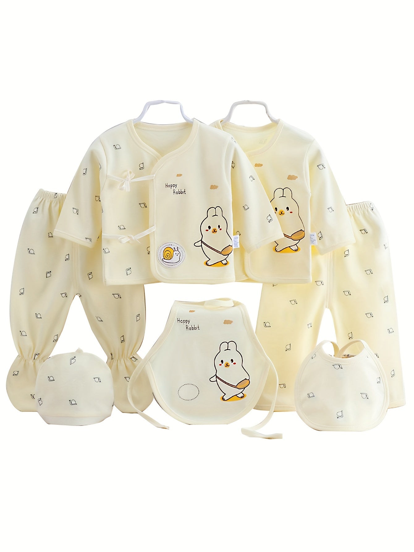 Kids Cotton Cartoon Chick and Eggs 7-Piece Outfit Set for Boys and Girls