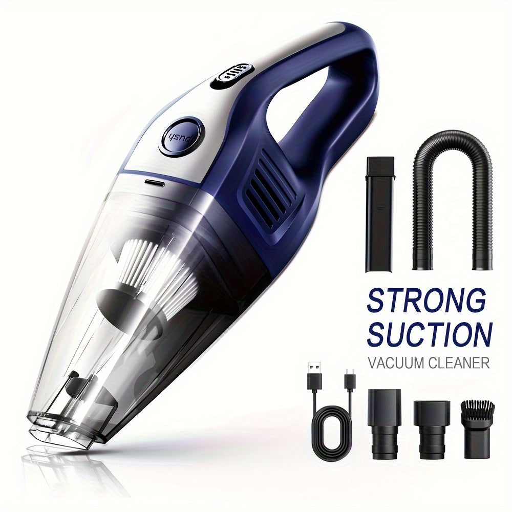 Compact Rechargeable Vacuum Cleaner with Multiple Attachments for Car and Home