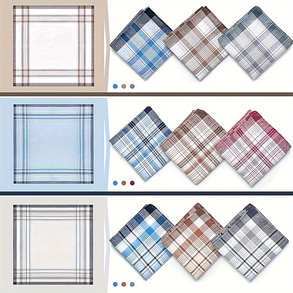 Набор из 12 мужских хлопковых носовых платков с клетчатым узором, стильный подарок