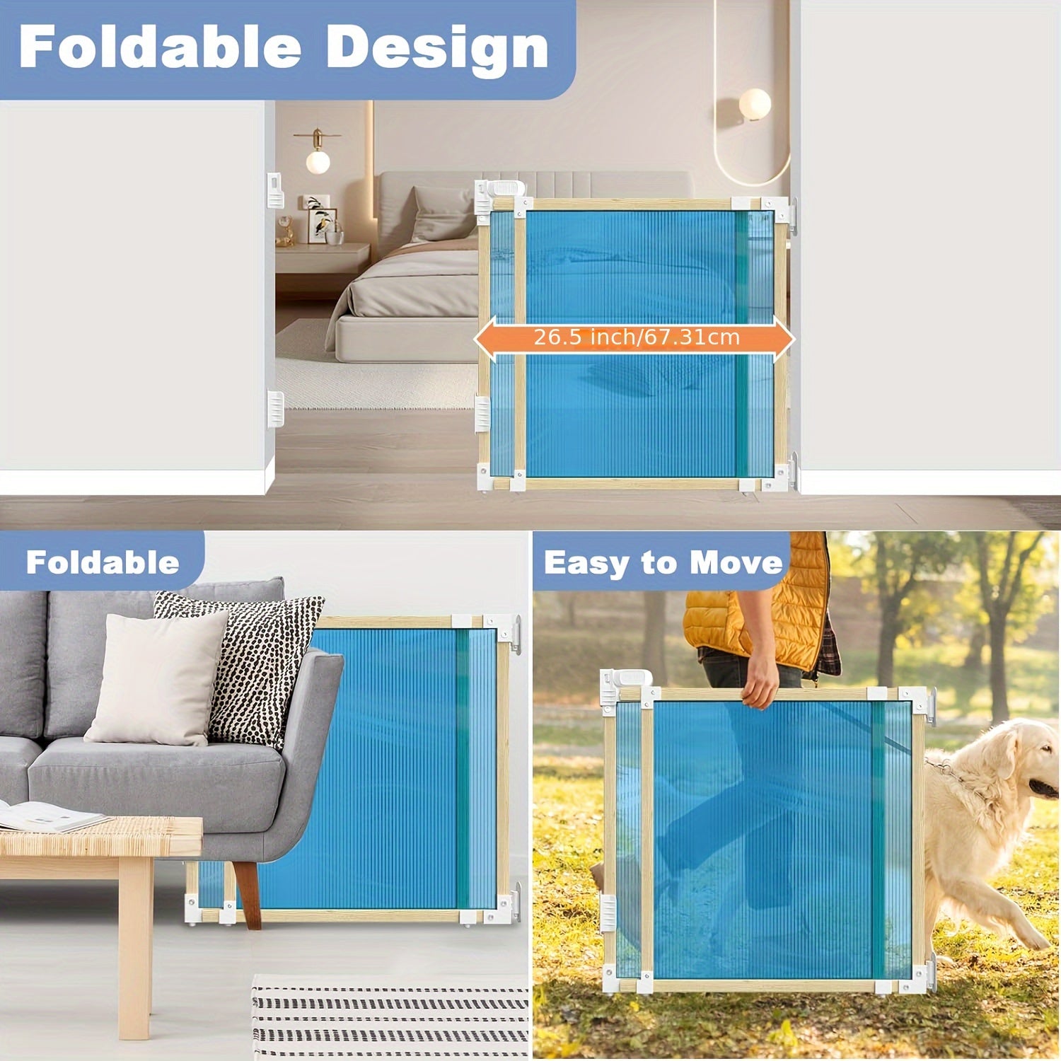 Retractable Baby and Pet Safety Gate for Doorways Stairs Indoor Outdoor