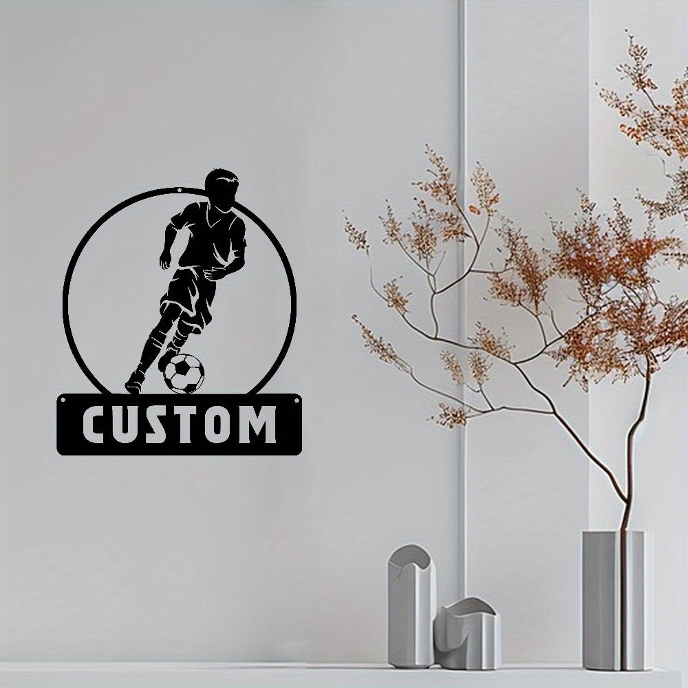 Personalized Soccer Wall Art Metal Sign Weatherproof Indoor Outdoor Black Iron