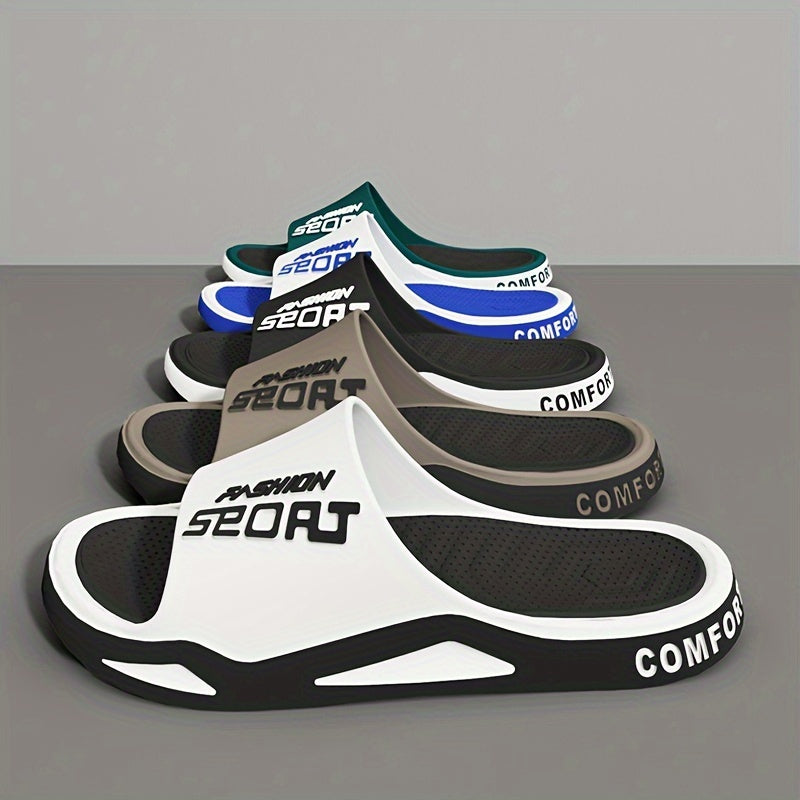 Sandalias de PVC con estampado de abecedario para hombre, antideslizantes, para uso en interiores y exteriores, casuales, verano