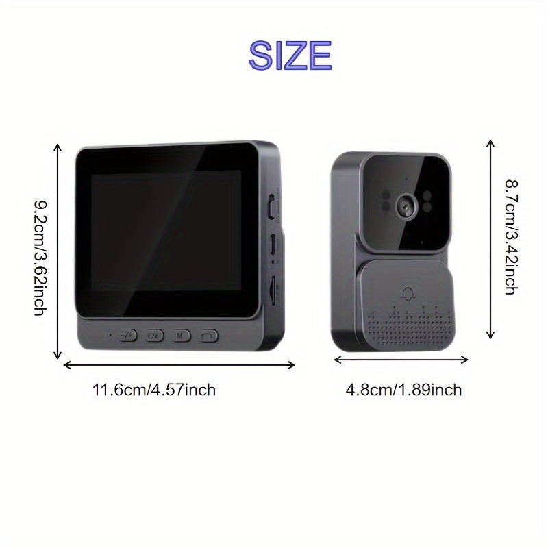 Timbre de puerta con pantalla de 10.92 cm, visión nocturna infrarroja, intercomunicador, larga duración de batería