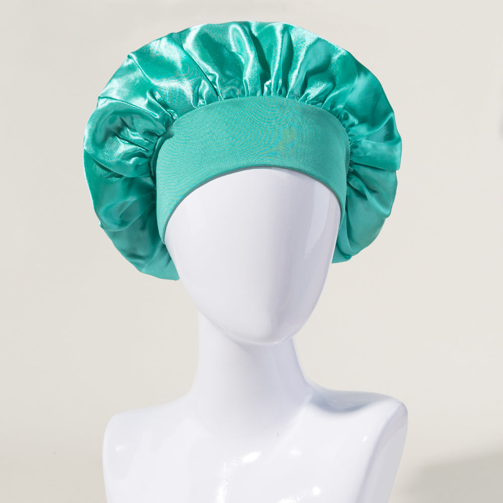 Women's Satin Sleeping Cap with Wide Elastic Band for Curly Hair