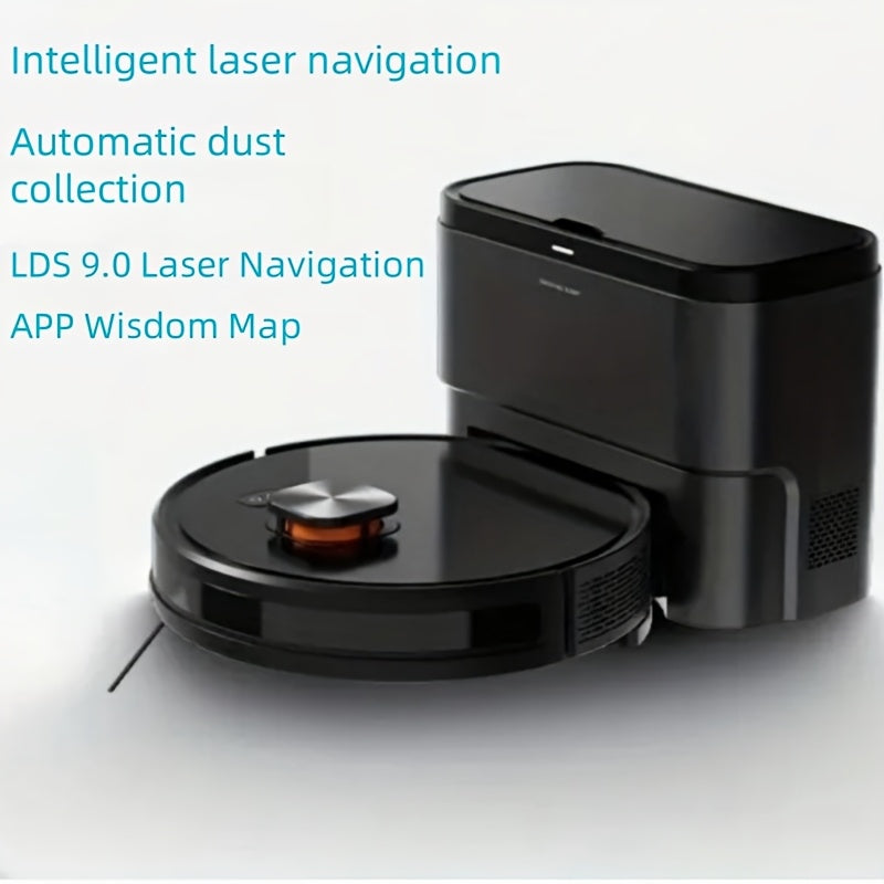 Black Laser Navigation Robot Vacuum Cleaner with App Control Wi-Fi 2-Hour Runtime