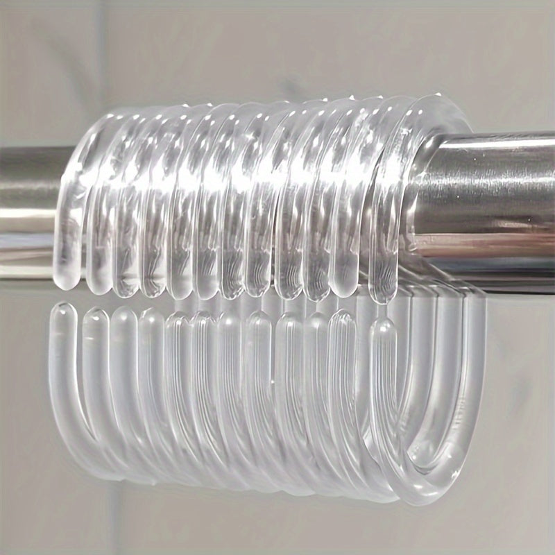 12 Premium Transparent Twistable Shower Curtain Rings for Bathroom Hanging