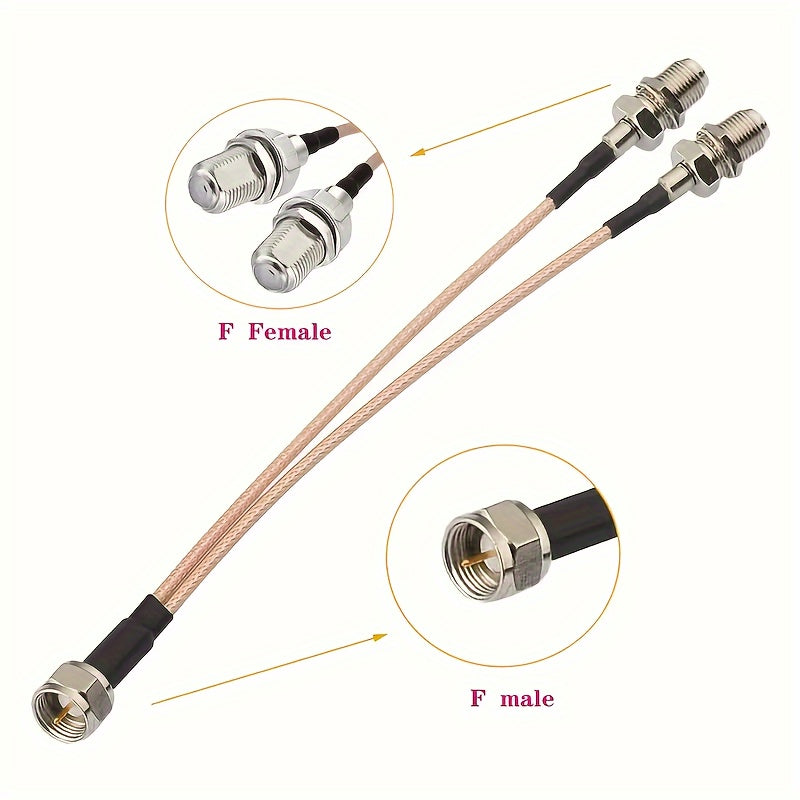 RG6 Coaxial Splitter Cable 3-Way F Male to F Female RF Adapter 14.99 cm