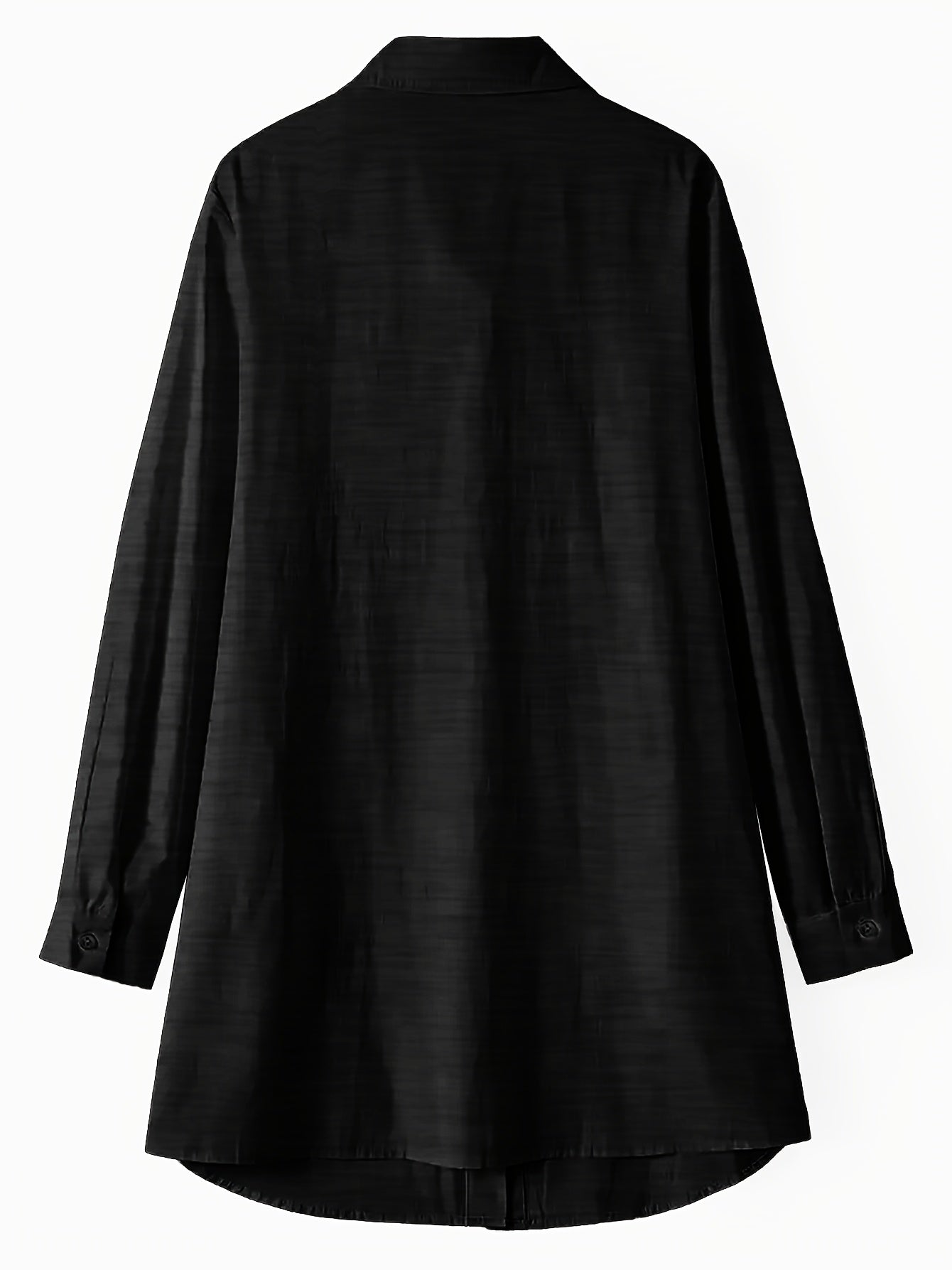 Plus o'lcham ayollar bluzasi Yumshoq Ice Silky Fiber Tugma bilan yopiladigan bo'yinbog'i cho'ntaklar A-shakli uzun qollilar Bahor yoz kuz