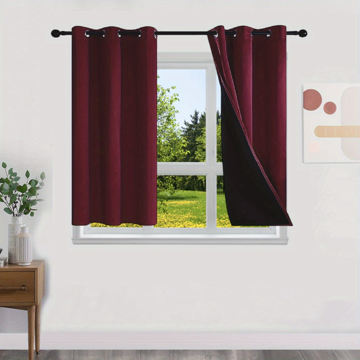 Blackout Curtains 100% Opaque with Lining 2 Pieces for Bedroom Living Room