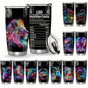 20oz Stainless Steel Zodiac Tumbler with Horoscope Design Leakproof Double Wall Vacuum Insulated Travel Mug for Outdoor Use