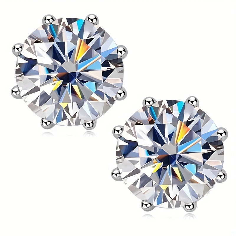 Ayollar uchun 4 Karat Moissanite stud taqinchoqlari, sterling kumush to'y zargarlik buyumlari