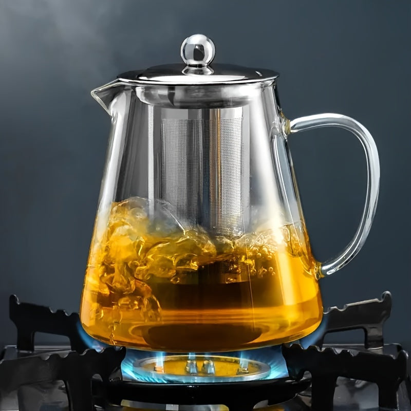 Tetera de vidrio con infusor de acero inoxidable para preparar té y café