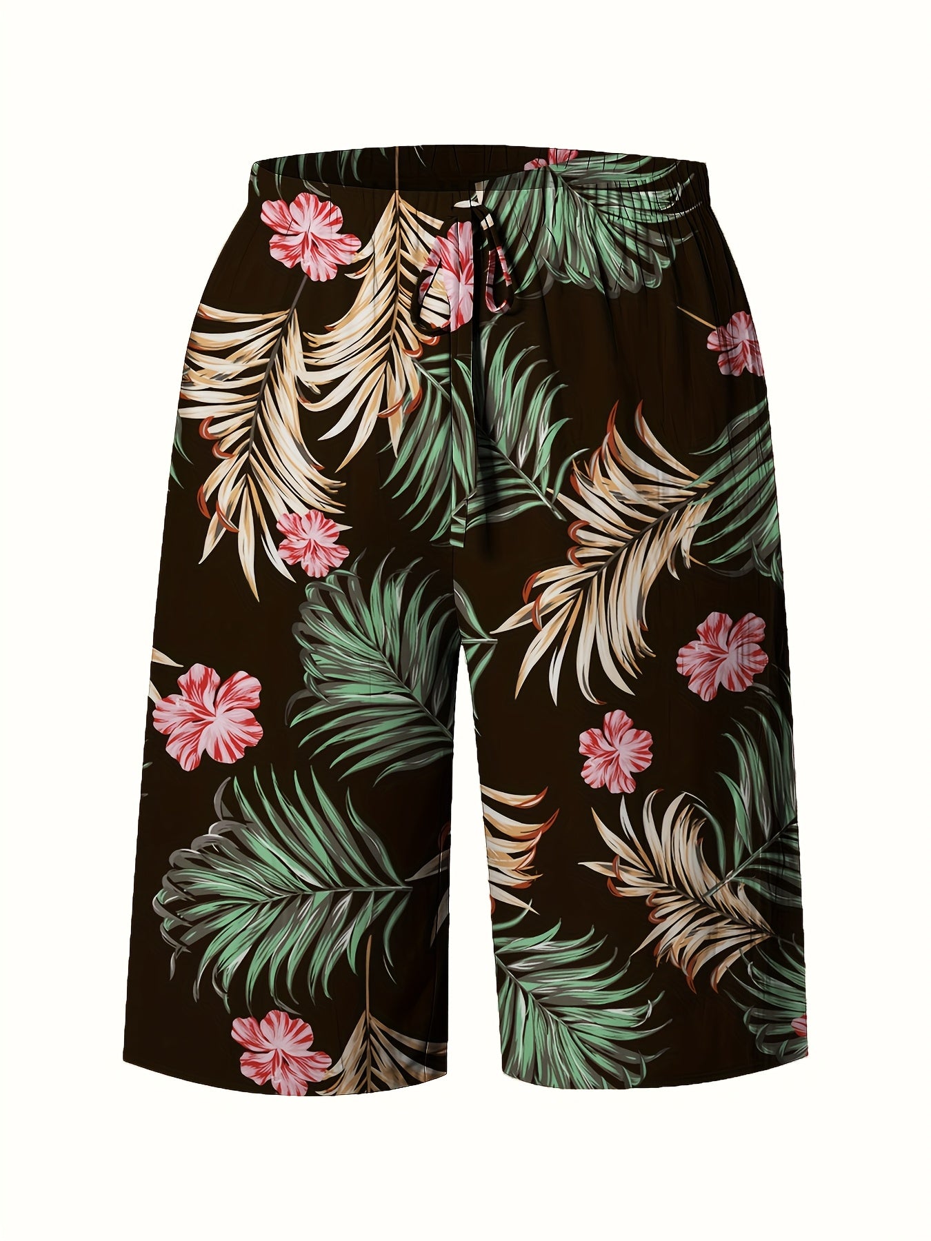 Plus Size Floral Print Shorts Lace-Up Bermuda Summer Vacation Stylish