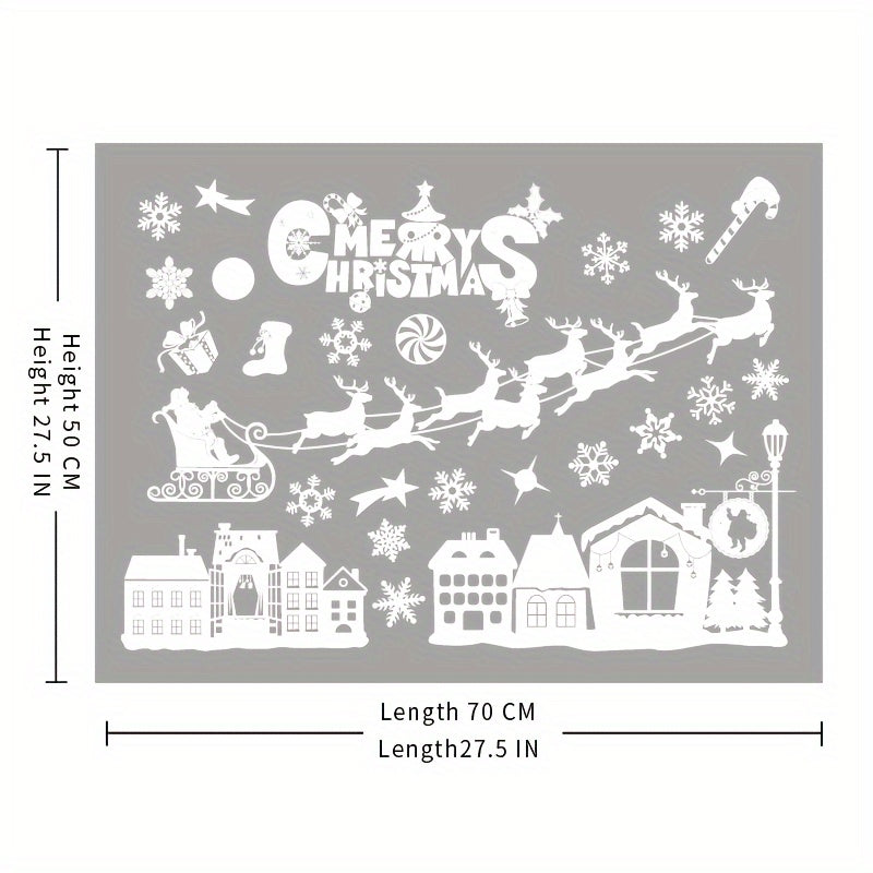 Festive Christmas Sticker Set for Windows Reusable Cartoon Design Large Size