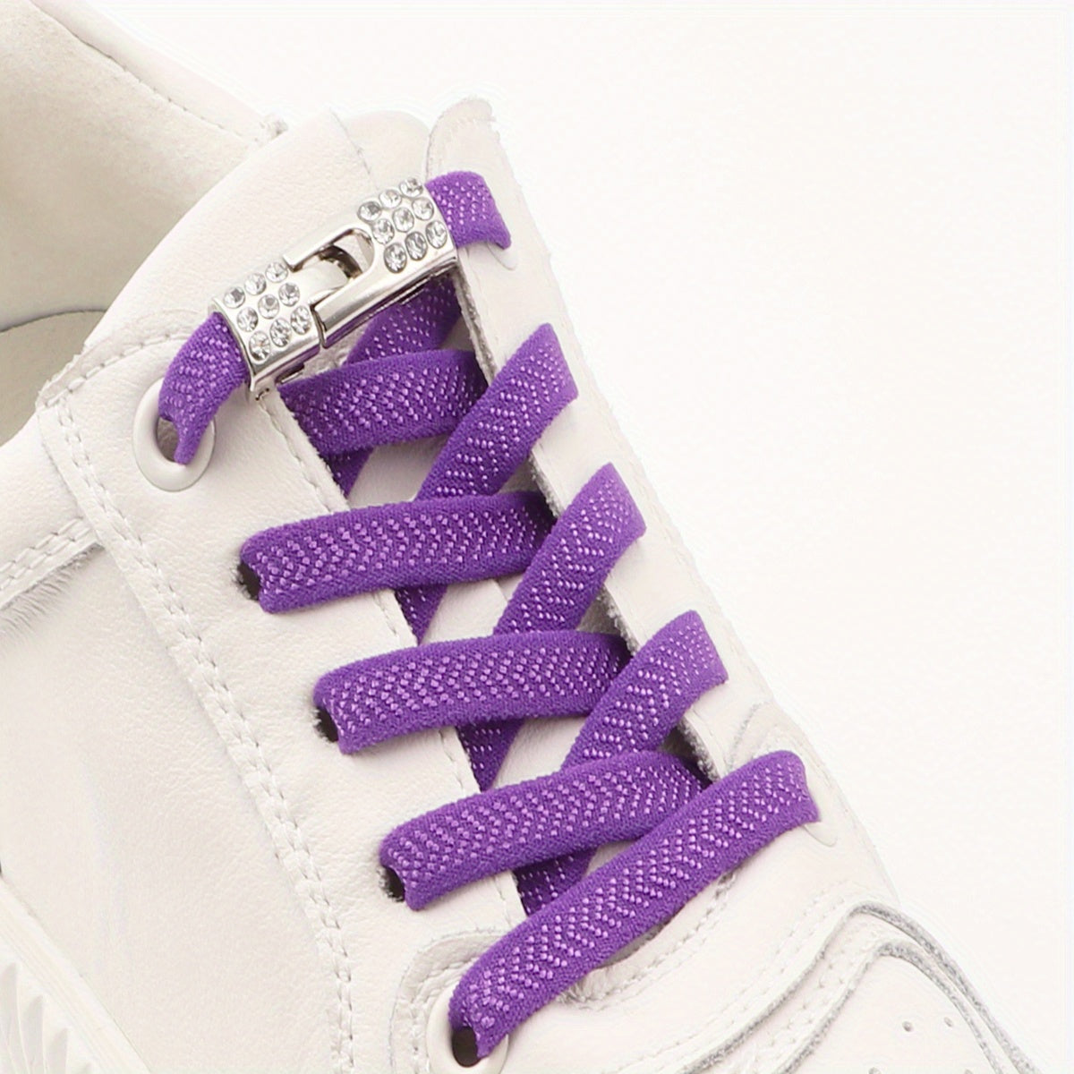 Unisex Rhinestone No-Tie Shoelaces With Buckle Polyester Fashion Sneakers Accessories