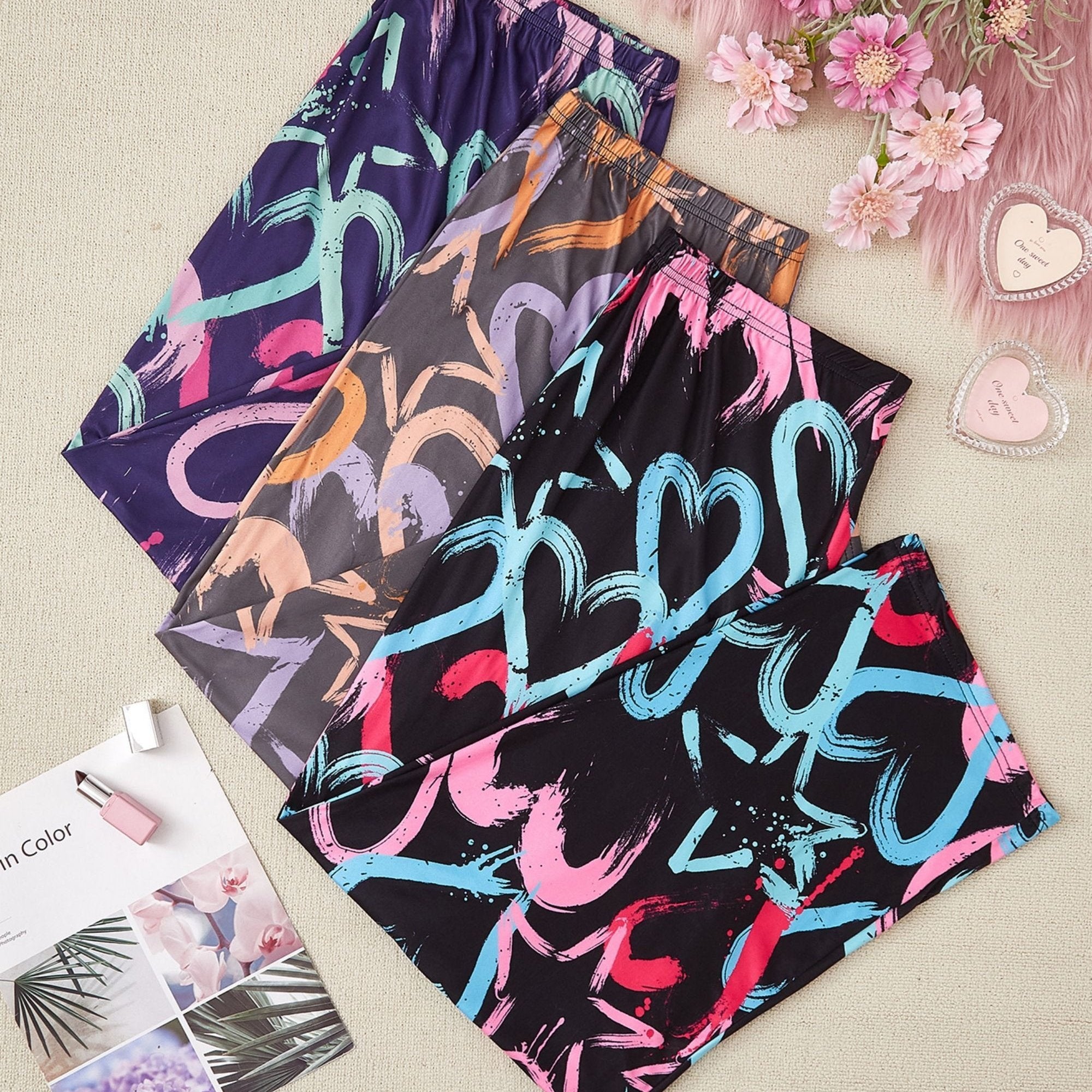 Women’s Boho Lounge Pants Plus Size Elephant and Argyle Print Sleepwear