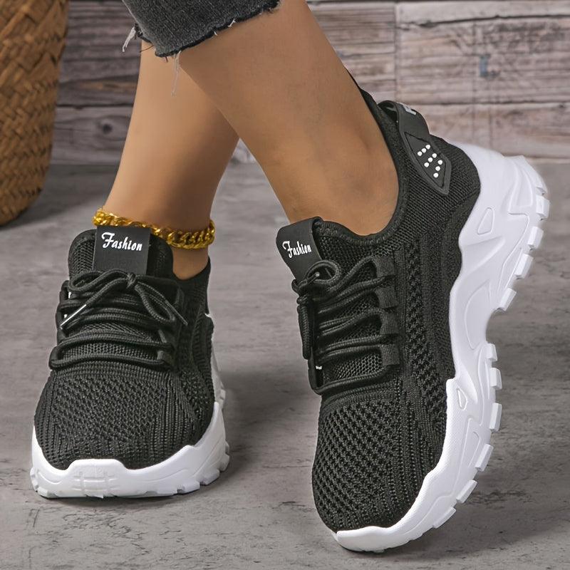 Women's Slip-On Sneakers Breathable Mesh Casual Shoes White Black